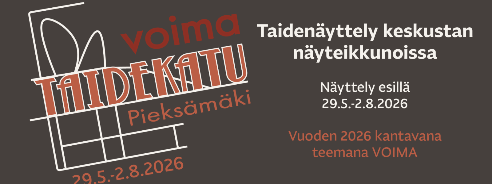 Taidenäyttely keskustan näyteikkunoissa