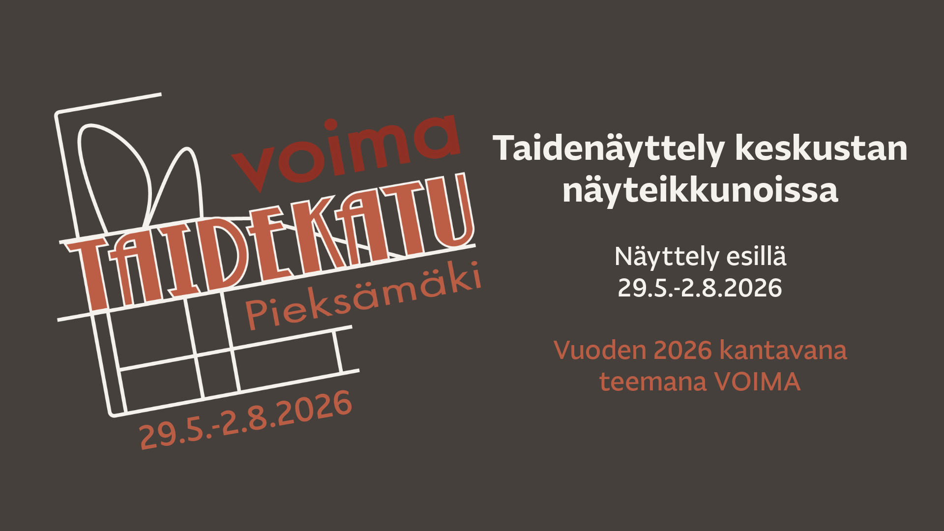 Taidenäyttely keskustan näyteikkunoissa